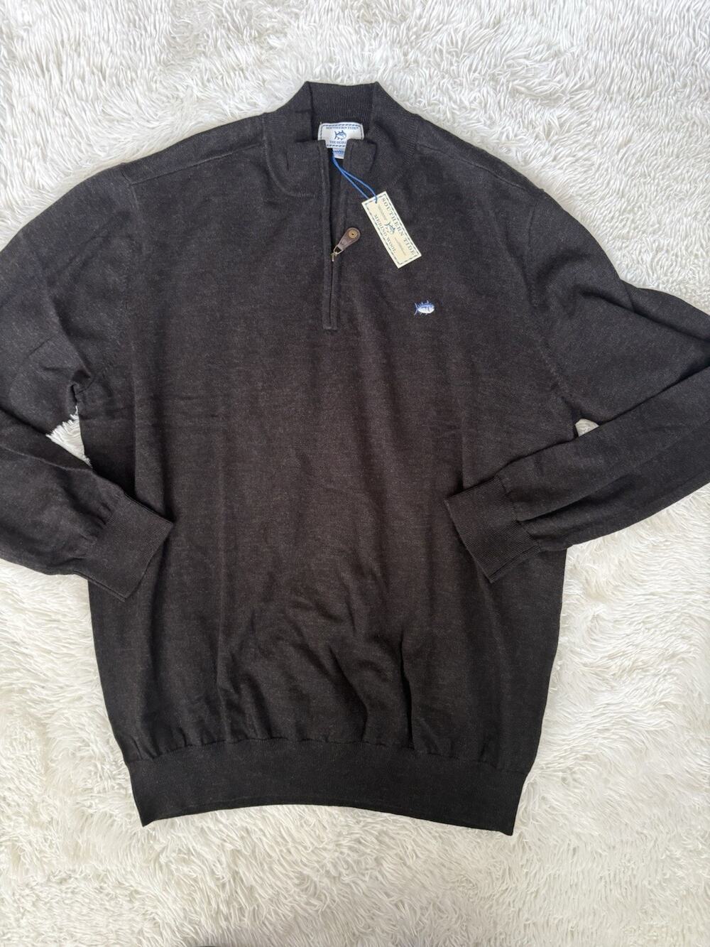 Southern Tide Men’s XXL 1/4 Zip Gray Merino Wool Sweater New W/ Tags